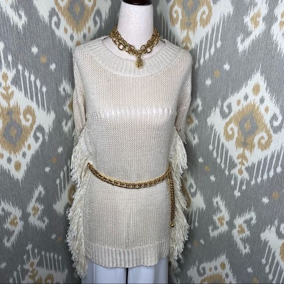 Ralph Lauren Pre Fall ‘15 Collection Ivory Italian Silk Fringe Tunic Sweater - Picture 6 of 16
